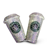 Bedazzled BLING STARBUCKS Coffee Cup / Mug / Tumbler Glitter Sparky Shinny w Swarovski Crystal Rhinestone Diamond Aurora white bejeweled Zoe