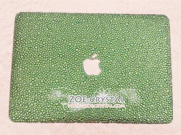 MACBOOK Air Pro Case / Cover w Rhinestone Crystal Random Sizes Emerald Bejeweled Shinny Sparkly Gitter