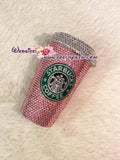 Bedazzled BLING STARBUCKS Coffee Cup / Mug / Tumbler Trisha Paytas Sparky Shinny w Swarovski Crystal Rhinestone - Pink rose bejeweled Zoe