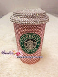 Bedazzled BLING STARBUCKS Coffee Cup / Mug / Tumbler Trisha Paytas Sparky Shinny w Swarovski Crystal Rhinestone - Pink rose bejeweled Zoe