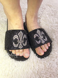 PROMOTION 20% off New Item - Fashionable Cool Black SANDALS / SLIDES with Cross