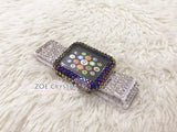 Bedazzled Bling Apple Watch Volcano Crystal Case / Protector / Cover with a White Swarovski Rhinestone iWatch Band / Strap
