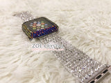 Bedazzled Bling Apple Watch Volcano Crystal Case / Protector / Cover with a White Swarovski Rhinestone iWatch Band / Strap
