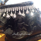 Princess Style and Sparkly Bling Lace lace Short SheepSkin Wool BOOTS w shinning Czech crystals