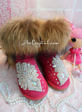 New **PROMOTION WINTER Bling and Sparkly Real Fur SheepSkin Wool BOOTS w shinning Czech or Swarovski Crystals