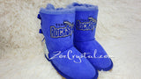 New**Texas ROCK STAR Style Navy blue Winter White Sheepskin Fleech/Wool Boots