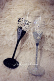 Mr and Mrs Champagne Flutes-Crystals Bling Champagne Toasting Flutes - Wedding Toasting Glasses - Bride and Groom Toast - Set of 2