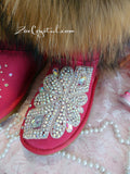 PROMOTION WINTER Bling and Sparkly Real Fur SheepSkin Wool BOOTS w shinning Czech or Swarovski Crystals