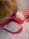 PROMOTION WINTER Bling and Sparkly Real Fur SheepSkin Wool BOOTS w shinning Czech or Swarovski Crystals