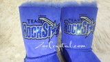 Texas ROCK STAR Style Navy blue Winter White Sheepskin Fleech/Wool Boots