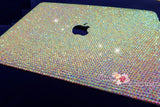 MACBOOK Case Kim Kardashian Kylie Jenner in Aurora Borealis White Crystal Rhinestone Celeb Bedazzled Sparky Shinny