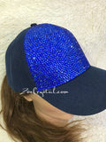 CUSTOMIZED BLING CAP / Hat Bedazzled with Navy Blue Crystal Rhinestone Glitter Shinny Sparkly - Swarovski is avaialble
