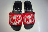 Customize Your SANDALS SLIDES Slippers in Summer Beach, Wedding - Example of Bling Bedazzled Kitkat -  Unique Shinny Swarovski Rhinestone