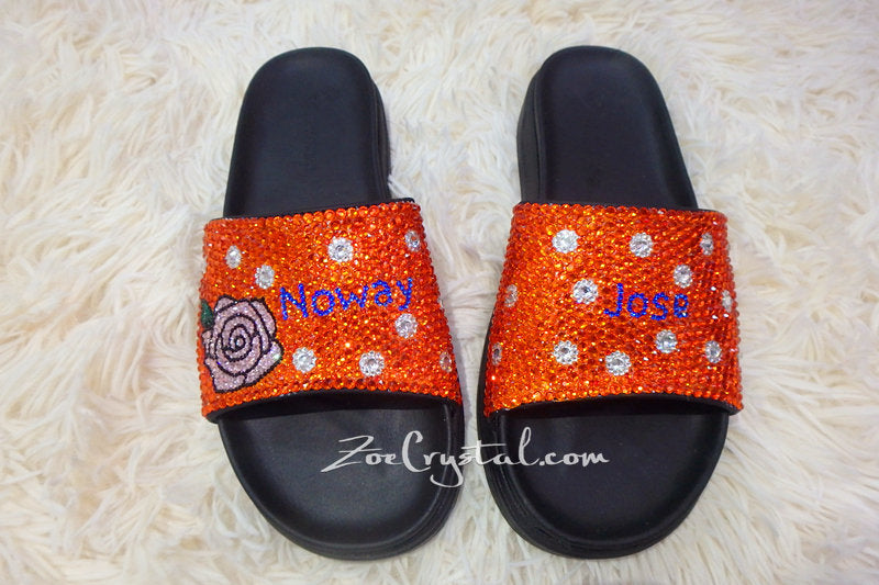 CUSTOMIZE Your SANDALS SLIDES Slippers in Summer Beach, Wedding, Fashion, Vacation w Bling Bedazzled Swarovski Rhinestones - Shinny Sparkly