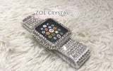 Apple Watch BEDAZZLED  Bling Clear white Swarovski Crystal Case Protector Cover with a Luxury White Rhinestone iWatch Band Strap