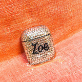 Bling and Bedazzled Airpod Charging Case / Cover /Holder in CLEAR WHITE Crystals personalised Pattern - Optional to Add Name or Words