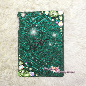 Bedazzled Bling iPAD CASE / Cover with Green Swarovski or Czech crystal (iPad air, iPad pro, iPad mini are available)Strass Sparkly Stylish