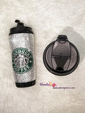 Bling Bedazzled STARBUCKS Coffee Bottle Thermos with Sparkly Shinny Glitery Crystal Rhinestone Diamond in White and Black