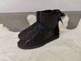 New**Super Bling and Sparkly SheepSkin Wool BOOTS w shinning glitter Bailey bow boots