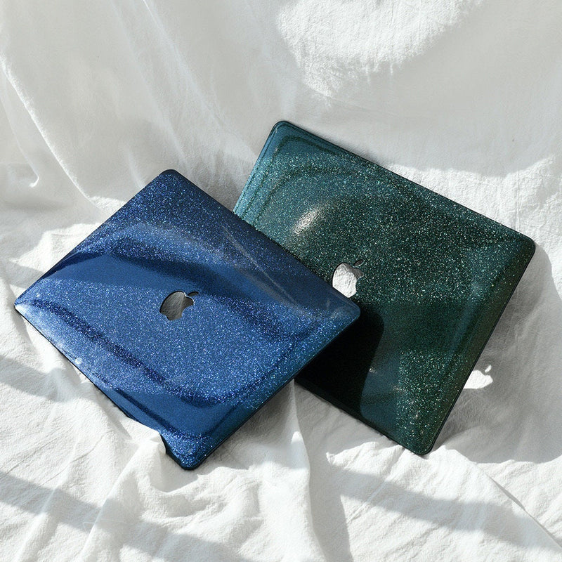 Glitter MACBOOK Case Cover Air Pro Bedazzled Bling 13" Air Pro 2021 Emerald Green Sparkly Shiny Bling Stylish Elegant Luxurious