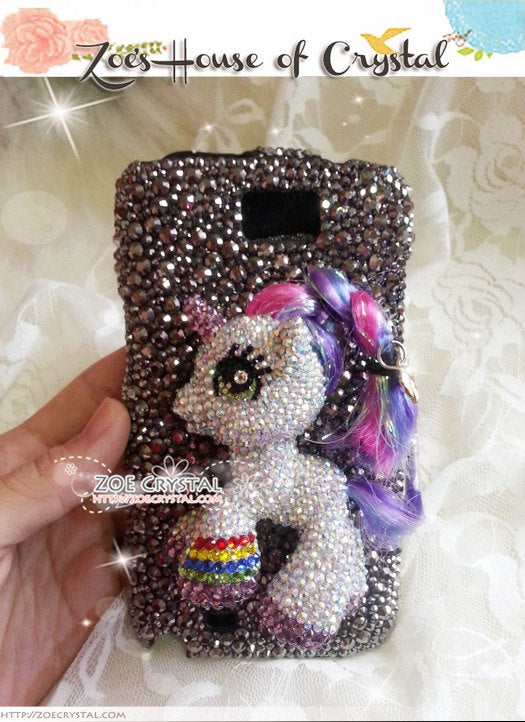 Czech/ Swarovski My Little Pony 3D / Unicorn  BLING Crystal 3D Cell Phone Case - Flip case