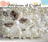 Bling and Sparkly Pearl Clutch with Crystal flowers