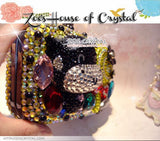Bling and Sparkly CRYSTAL Clutch with Black MooMoo Cow
