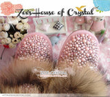 PROMOTION WINTER Bling and Sparkly Double Layers Fur SheepSkin Wool BOOTS w shinning Czech or Swarovski Crystals and Pearls