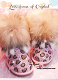 PROMOTION WINTER Bling and Sparkly Leopard Strass SheepSkin Wool BOOTS w shinning Czech or Swarovski crystal