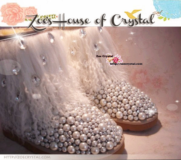 PROMOTION: WINTER Bling and Sparkly White Curly Fur SheepSkin Wool Boots w Pearls and Big STONES