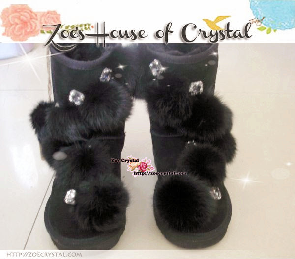 PROMOTION: WINTER Bling and Sparkly Furball SheepSkin Wool Boots w Rhinestones