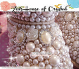 Winter Promotion Bling and Sparkly Elegant White SheepSkin Wool Boots w Pearls and Crystals