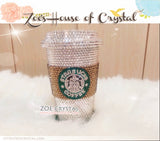 Stylish BLING Crystallized STARBUCKS Ceramic Cups with Brown Cozy