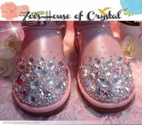 PROMOTION WINTER Pink Sheepskin Fleech/Wool Boots with shinning and stylish CRYSTALS