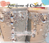 PROMOTION WINTER Beige Leather Sheepskin Fleech/Wool Boots with shinning and stylish CRYSTALS