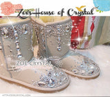 PROMOTION WINTER Beige Leather Sheepskin Fleech/Wool Boots with shinning and stylish CRYSTALS