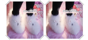 Promotion - WINTER White Fur Rabbit liked Wool / Winter Boots w Czech / Swarovski Crystals