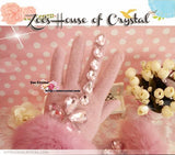 WINTER Sales- Pink Wool GLOVES with Big Elegant Rhinestones