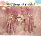 WINTER Sales- Pink Wool GLOVES with Big Elegant Pearls