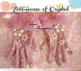 WINTER Sales- Pink Wool GLOVES with Big Elegant Pearls