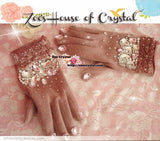 WINTER Sales- Pink Wool GLOVES with Elegant Crystals