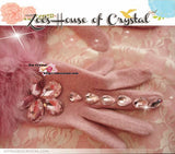 WINTER Sales- Pink Wool GLOVES with Big Elegant Rhinestones