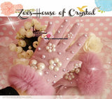 WINTER Sales- Pink Wool GLOVES with Big Elegant Pearls