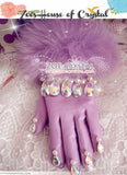 WINTER Sales- Purple Leather Fur GLOVES with Elegant Rhinestones