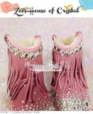 Winter Sales-  Bling and Sparkly Cuff  Wool BOOTS with Clear White Crystals in Elegant Style