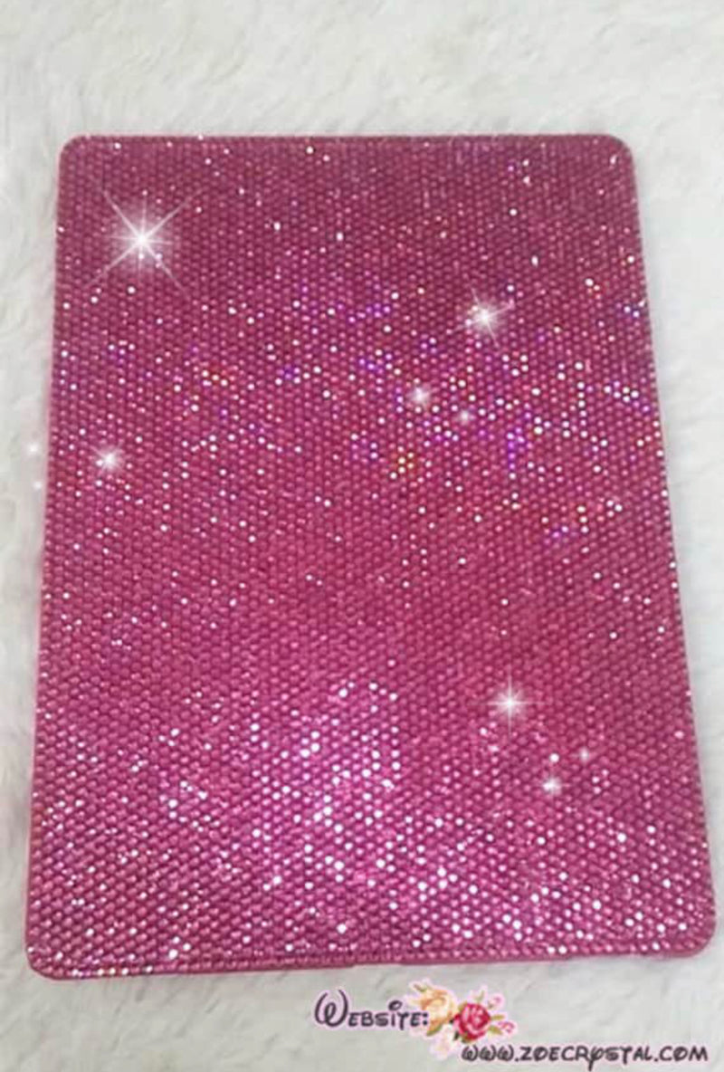 Bedazzled Bling  iPAD CASE Cover with Hot Pink Swarovski or Czech crystal (iPad air, iPad pro, iPad mini are available) Add Name Logo Word